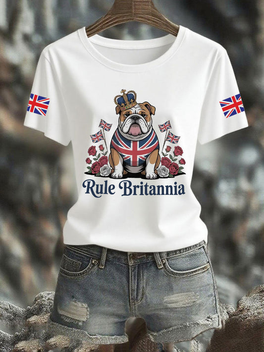 Women's Vintage England Flag Rule Britannia Printed T-shirt