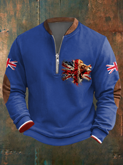 Men's UK Flag Lion Art Printed Sweatshirt