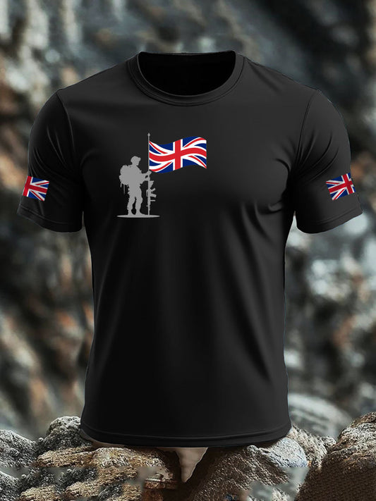 Men's British Veteran imitation cotton short-sleeved T-shirt