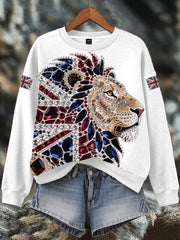 Women's British imitation diamond hot-drilling Print Sweatshirt