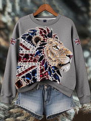 Women's British imitation diamond hot-drilling Print Sweatshirt