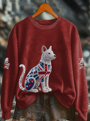 Women's British imitation diamond hot-drilling Printed Regular Sweatshirt