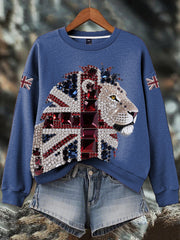 Women's British imitation diamond hot-drilling Print Sweatshirt