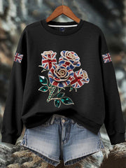 Women's British imitation diamond hot-drilling Print Sweatshirt