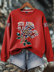 Women's British imitation diamond hot-drilling Print Sweatshirt
