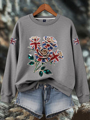 Women's British imitation diamond hot-drilling Print Sweatshirt