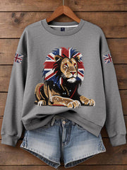 Women's British imitation diamond hot-drilling Print Sweatshirt