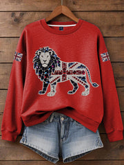Women's British imitation diamond hot-drilling Print Sweatshirt