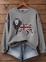 Women's British imitation diamond hot-drilling Print Sweatshirt