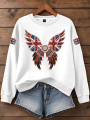 Women's British imitation diamond hot-drilling Print Sweatshirt