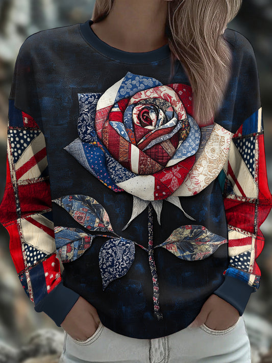 Women's UK Flag Art Rose Printed Sweatshirt
