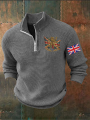Men's Vintage England Flag Lion Printed Sweater