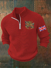 Men's Vintage England Flag Lion Printed Sweater