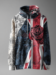 Women's English Patchwork Rose Printed hoodie