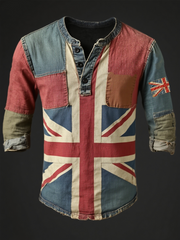 Men's Union Jack and patchwork style Long Sleeve T-Shirt
