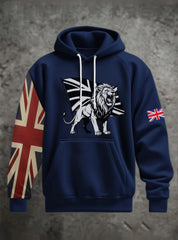 Men's Vintage England Flag Lion Printed Hoodie