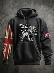 Men's Vintage England Flag Lion Printed Hoodie