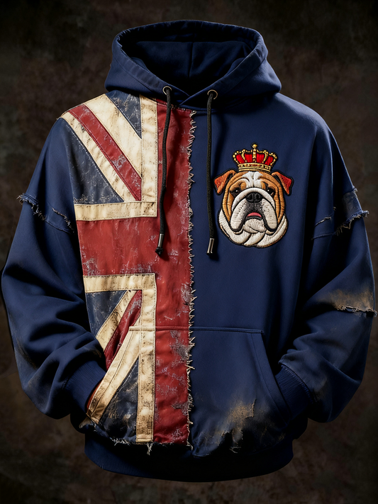 Men's Vintage UK Flag Printed Hoodie
