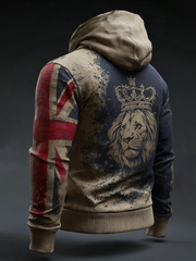 Men's Vintage UK Flag Printed Hoodie