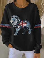 Women's British Faux Denim Print Casual Sweatshirt