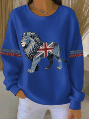 Women's British Faux Denim Print Casual Sweatshirt