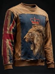 Men's Vintage UK Flag Printed Sweatshirt