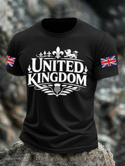 Men's Vintage England Flag Lion Printed T-shirt