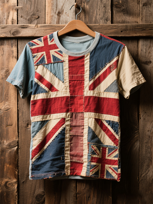 Unisex Union Jack patchwork style Printed short sleeves t-shirt