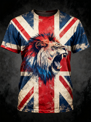 Men's  British lion combined with retro old style Printed short sleeves t-shirt