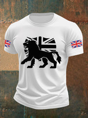 Men's Vintage England Flag Lion Printed T-shirt