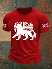 Men's Vintage England Flag Lion Printed T-shirt