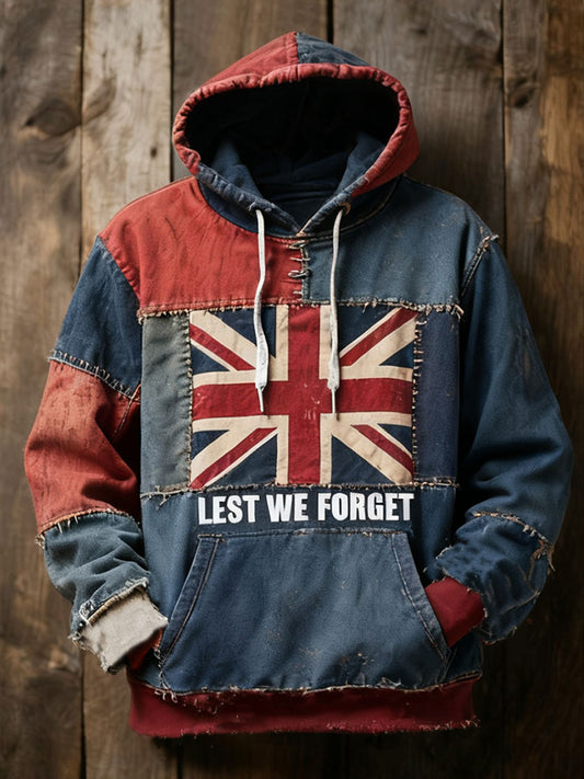 Men's Remembrance Day Lest We Forget Oversized Drop-Shoulder Hoodie With Pockets