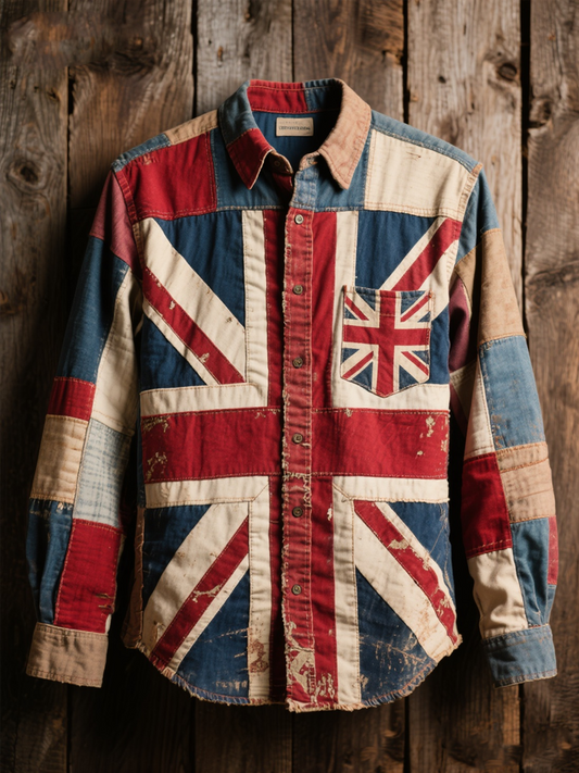 Unisex British Flag Patchwork Printed Shirt