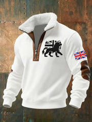 Men's Vintage England Flag Lion Printed Sweatshirt
