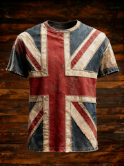Men's Vintage England Flag Printed T-shirt