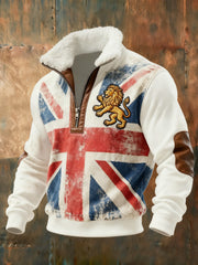 Men's Vintage England Flag Lion Printed Sweatshirt