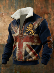 Men's Vintage England Flag Lion Printed Sweatshirt