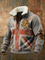 Men's Vintage England Flag Lion Printed Sweatshirt