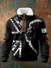 Men's UK Lion Flag Print zip-up hoodie