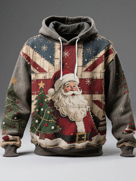 Unisex UK Flag Christmas Santa Printed Hoodie