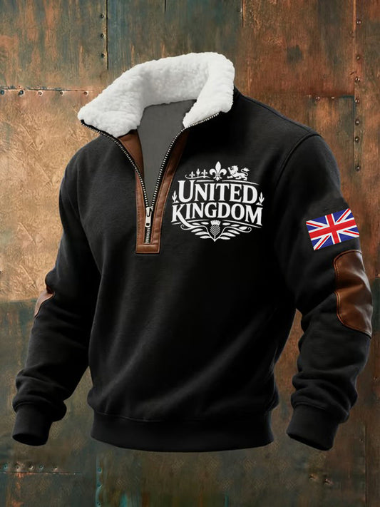 Men's Vintage England Flag Lion Printed Sweatshirt