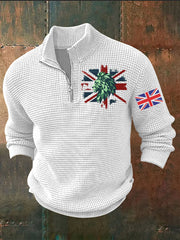 Men's Vintage England Flag Lion Printed Sweater