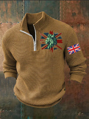 Men's Vintage England Flag Lion Printed Sweater