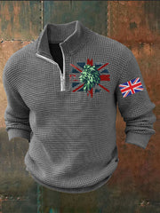 Men's Vintage England Flag Lion Printed Sweater