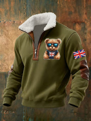 Men's Vintage England Flag Beer Printed Sweatshirt