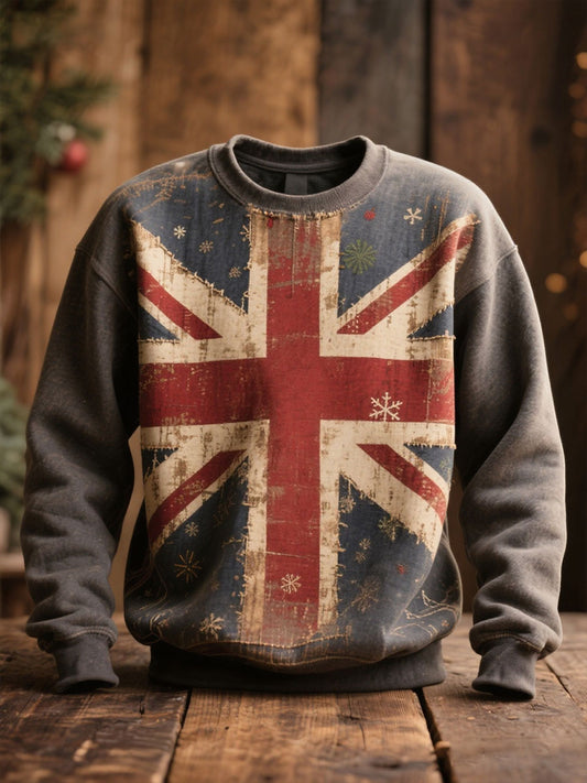 Unisex UK Flag Christmas Santa Printed Sweatshirt