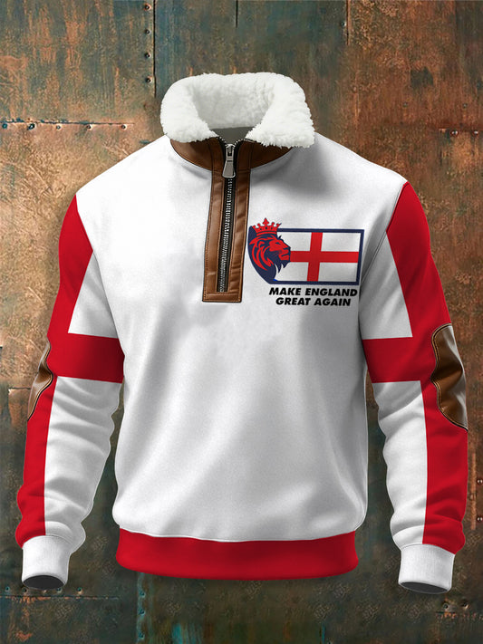 Men's Make England Great St George Cross Lion Head Patriot zip-up hoodie