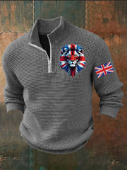 Men's Vintage England Flag Lion Printed Sweater