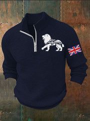 Men's Vintage England Flag Lion Printed Sweater