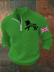 Men's Vintage England Flag Lion Printed Sweater